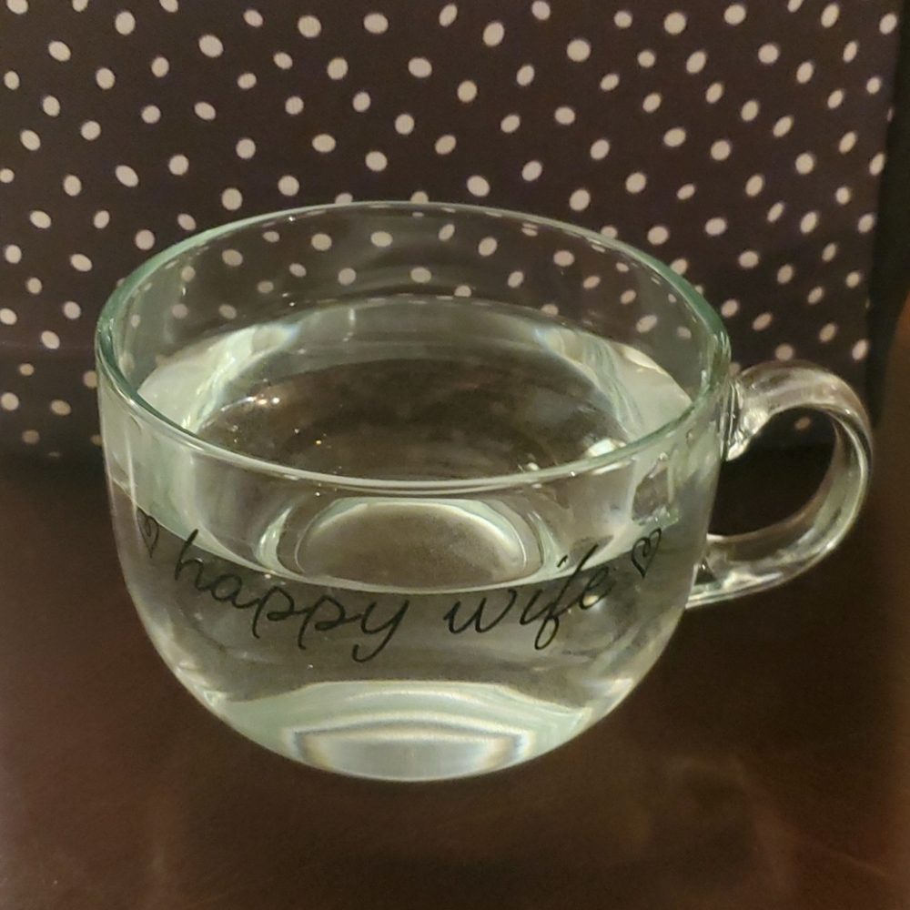 ❤ Large Glass Mug Set - Happy Wife, Happy Life